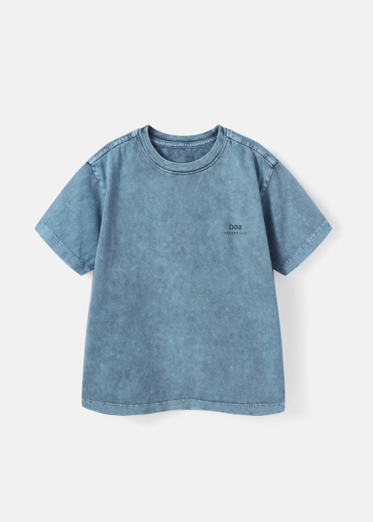 Áo Thun Form Rộng Cho Bé Wash Xanh Biển