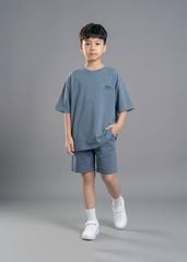 Áo Thun Form Rộng Cho Bé Wash Xanh Biển
