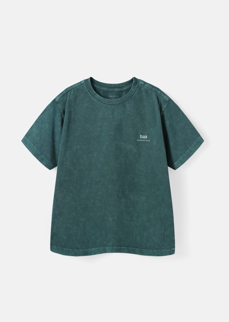 Áo Thun Form Rộng Cho Bé Wash Xanh Lá