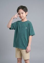 Áo Thun Form Rộng Cho Bé Wash Xanh Lá