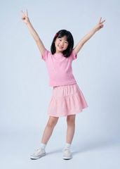 Áo Thun Gân Ngắn Tay Bé Gái Hồng Nơ