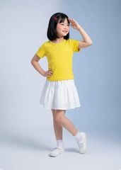 Áo Thun Gân Ngắn Tay Bé Gái Vàng Nơ