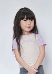 Áo Thun Gân Raglan Bé Gái Kem Phối Tím Los Angeles