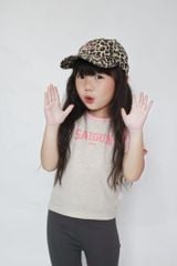 Áo Thun Gân Raglan Bé Gái Xám Melange Phối Hồng Saigon