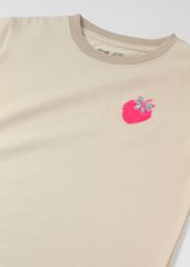 Áo Thun Ngắn Tay Bé Gái Kem Thêu Quả Dâu