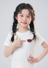 Áo Thun Ngắn Tay Bé Gái Trắng Thêu Xù Dưa Hấu