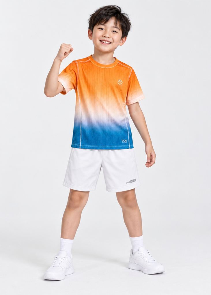 Áo Thun Thể Thao Cho Bé Siêu Nhẹ Ultra Light Cam Navy Ombre 02