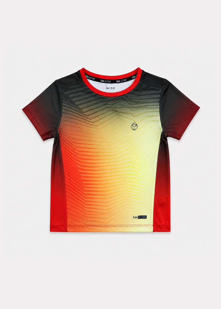 Áo Thun Thể Thao Cho Bé Siêu Nhẹ Ultra Light Đỏ Vàng Ombre Zigzag