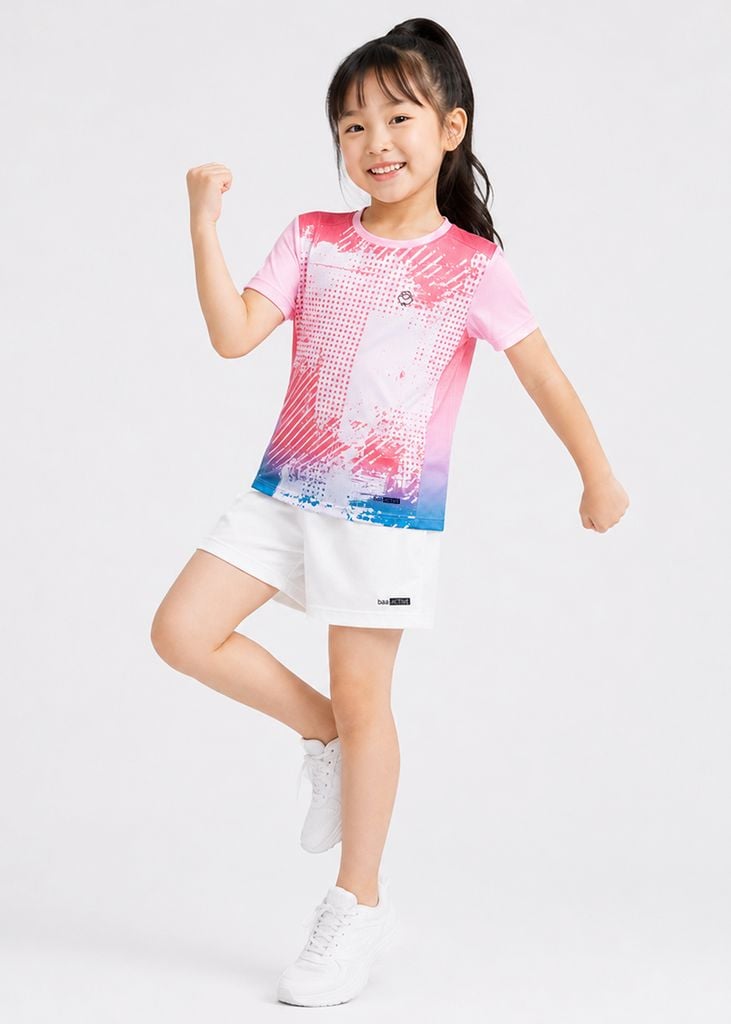 Áo Thun Thể Thao Cho Bé Siêu Nhẹ Ultra Light Hồng Dot Splash
