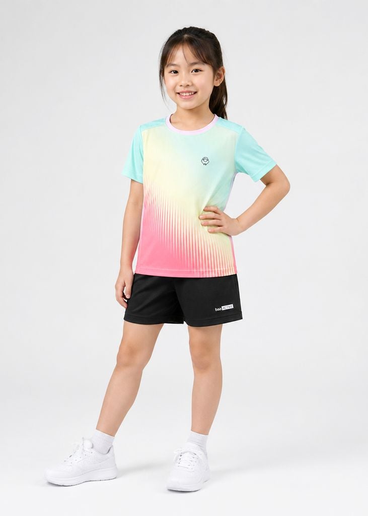 Áo Thun Thể Thao Cho Bé Siêu Nhẹ Ultra Light Hồng Vàng Fading Stripe