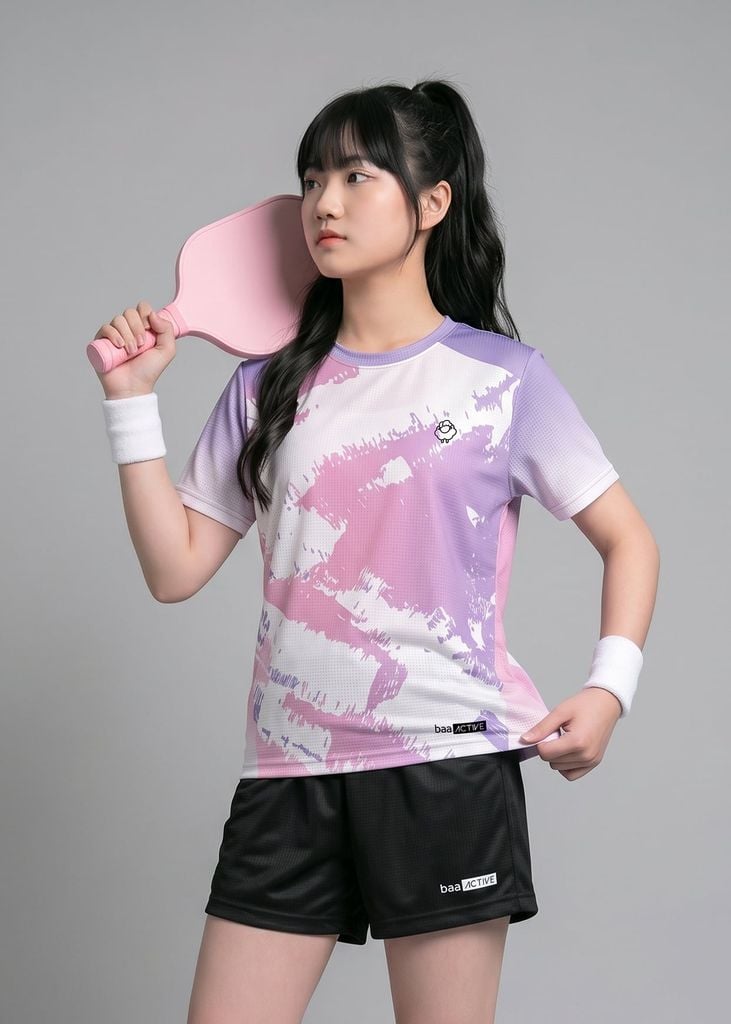 Áo Thun Thể Thao Cho Bé Siêu Nhẹ Ultra Light Tím Hoạ Tiết Tie Dye