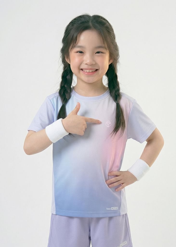 Áo Thun Thể Thao Cho Bé Siêu Nhẹ Ultra Light Tím Nhạt Ombre 02