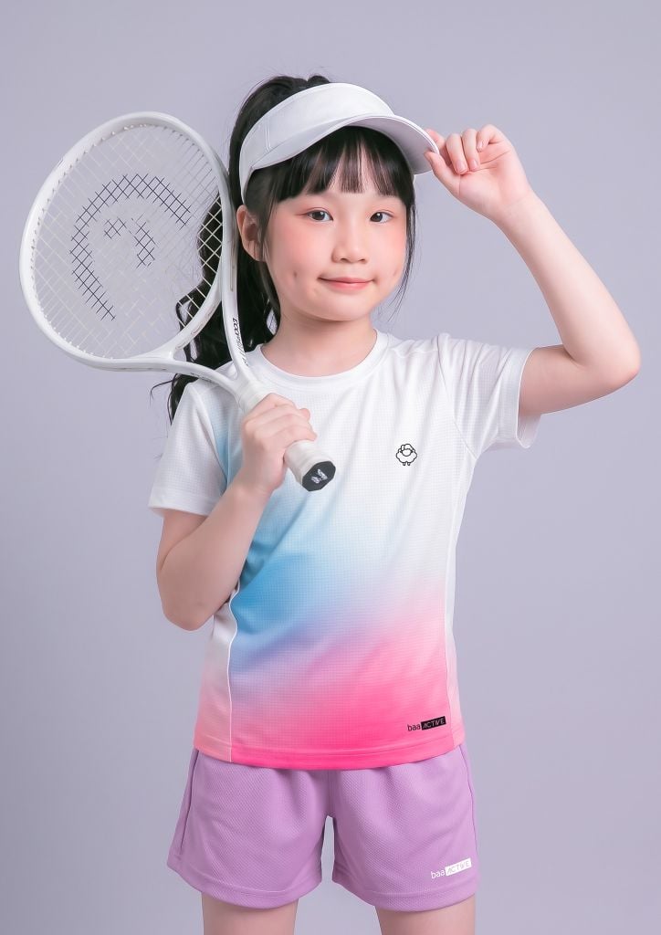 Áo Thun Thể Thao Cho Bé Siêu Nhẹ Ultra Light Trắng Hồng Ombre