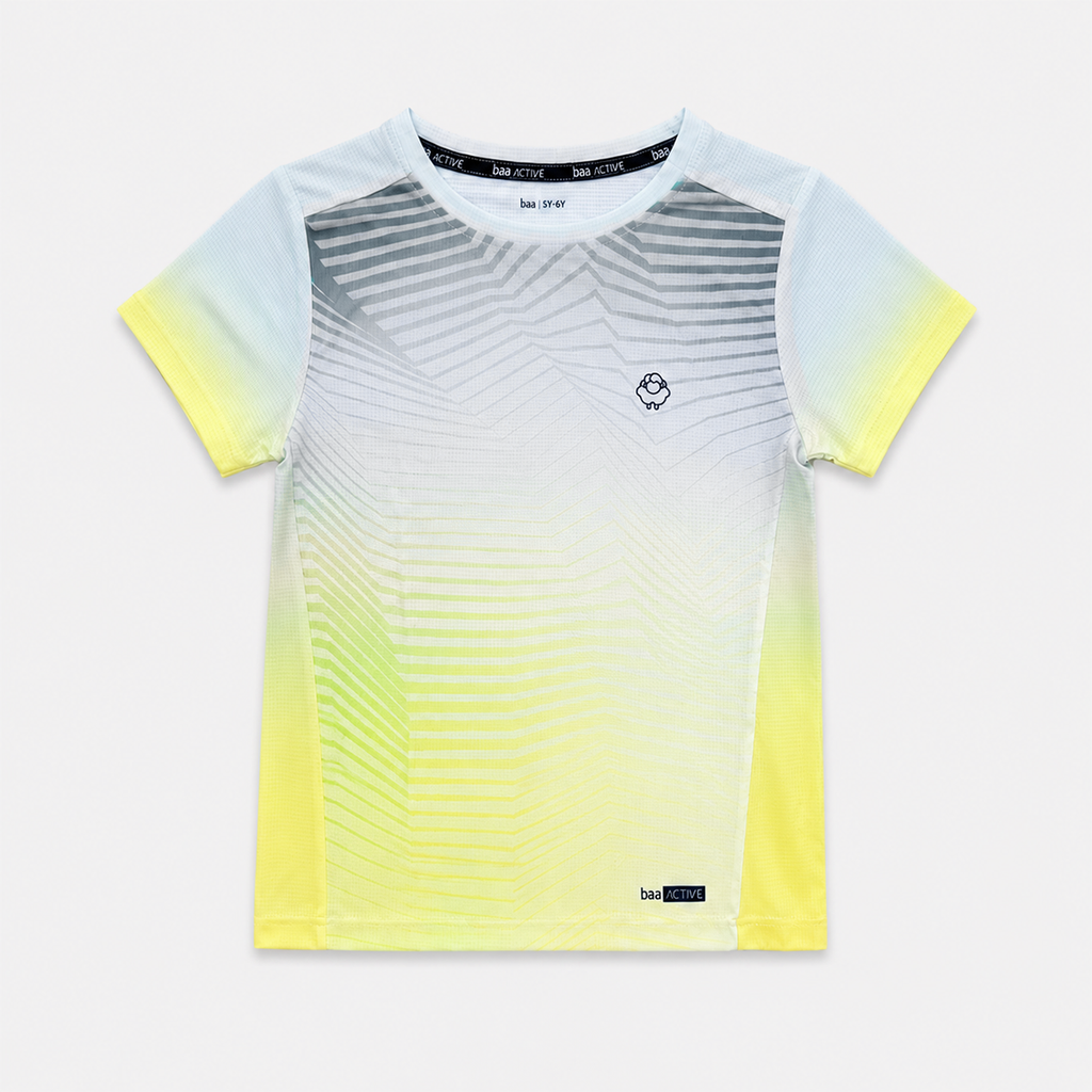 Áo Thun Thể Thao Cho Bé Siêu Nhẹ Ultra Light Xám Xanh Ombre Zigzag