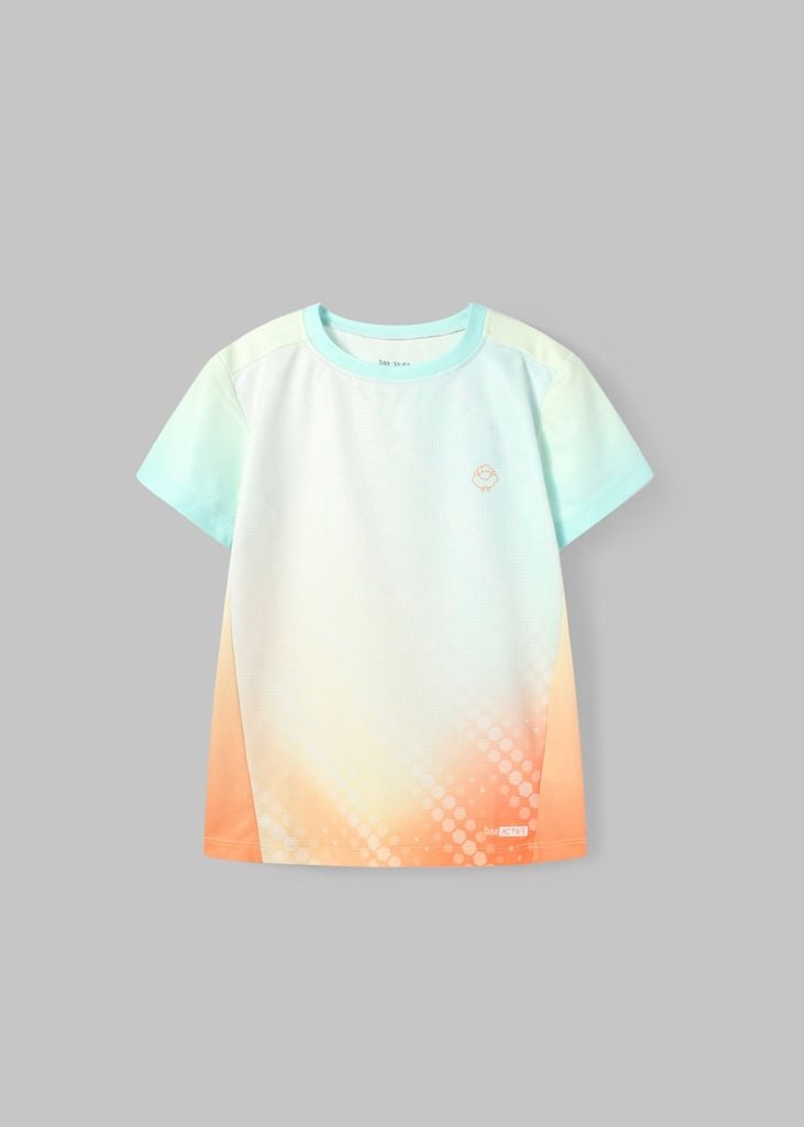 Áo Thun Thể Thao Cho Bé Siêu Nhẹ Ultra Light Xanh Cam Ombre Hoạ Tiết