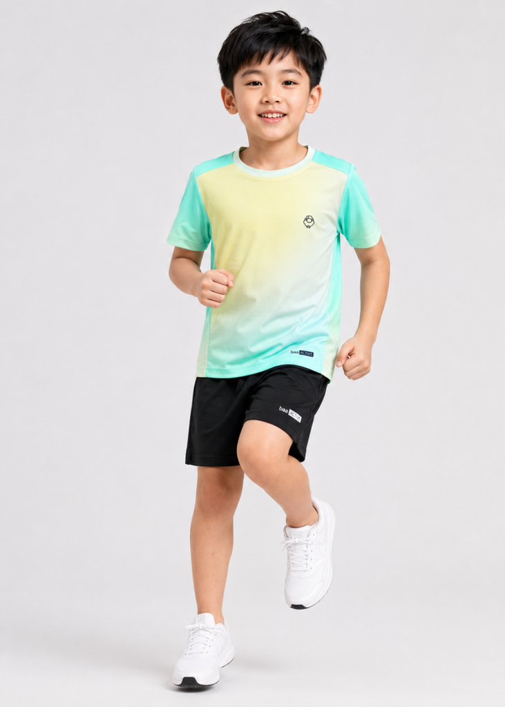 Áo Thun Thể Thao Cho Bé Siêu Nhẹ Ultra Light Xanh Ombre Pinstripe