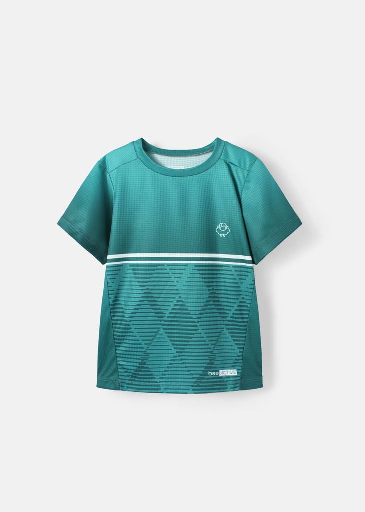 Áo Thun Thể Thao Cho Bé Siêu Nhẹ Ultra Light Xanh Teal Hoạ Tiết