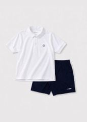 Bộ Áo Polo Siêu Mát Và Quần Dù Bé Trai (Trắng + Quần Dù Đen)