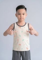 Bộ Thun Ba Lỗ Bé Trai Be Hoạ Tiết Đại Dương Phối Xám