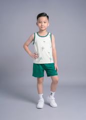 Bộ Thun Ba Lỗ Bé Trai Kem Hoạ Tiết Cây Dừa Phối Xanh Lá