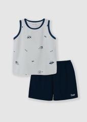 Bộ Thun Ba Lỗ Bé Trai Kem Hoạ Tiết Vũ Trụ Phối Navy