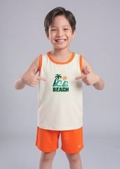 Bộ Thun Ba Lỗ Bé Trai Kem Phối Cam Sóng Biển