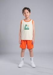 Bộ Thun Ba Lỗ Bé Trai Kem Phối Cam Sóng Biển