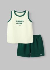 Bộ Thun Ba Lỗ Bé Trai Kem Phối Xanh Lá Summer Is Here