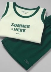 Bộ Thun Ba Lỗ Bé Trai Kem Phối Xanh Lá Summer Is Here