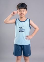 Bộ Thun Ba Lỗ Bé Trai Xanh Phối Navy Cá Mập