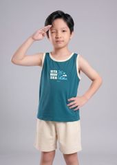 Bộ Thun Ba Lỗ Bé Trai Xanh Vitamin Sea Phối Be