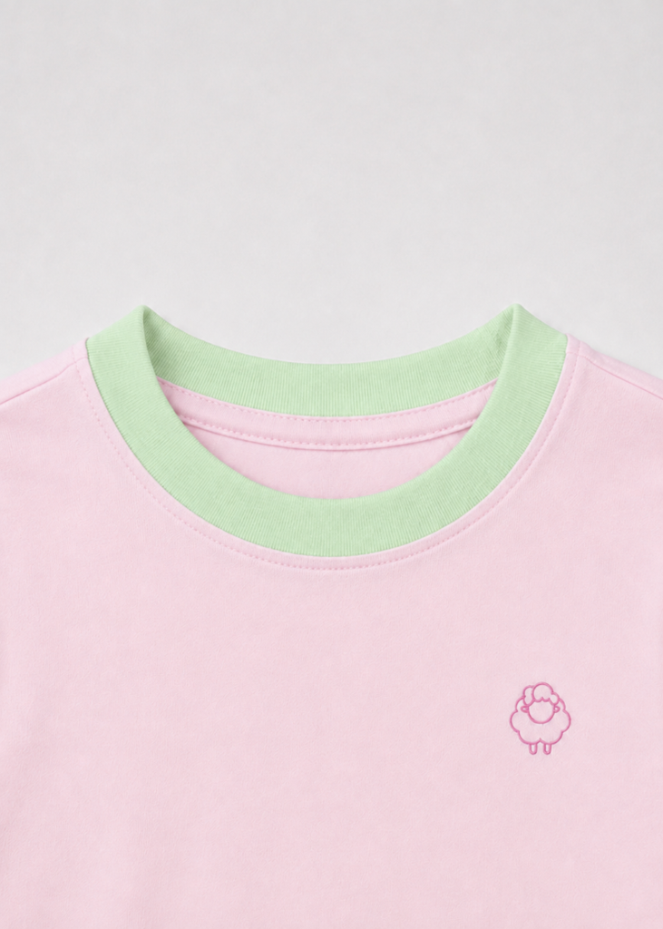 Bộ Thun Dài Bé Gái Hồng Pastel Phối Xanh Ngọc