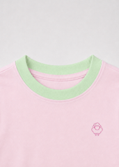 Bộ Thun Dài Bé Gái Hồng Pastel Phối Xanh Ngọc