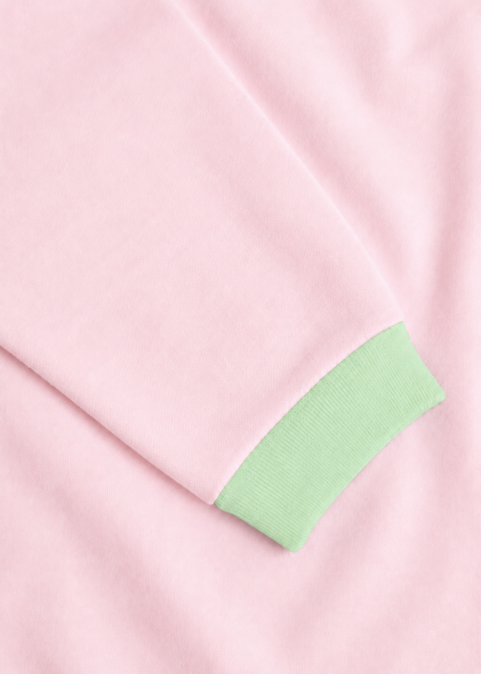Bộ Thun Dài Bé Gái Hồng Pastel Phối Xanh Ngọc
