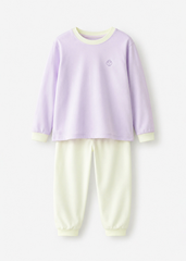 Bộ Thun Dài Bé Gái Tím Pastel Phối Kem