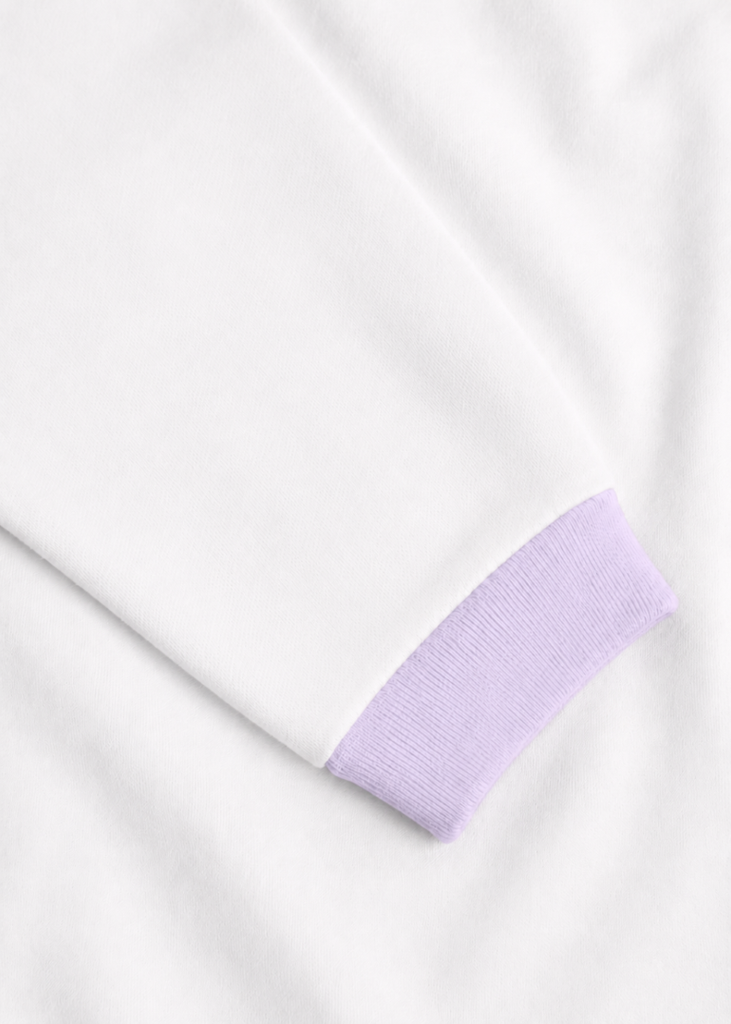 Bộ Thun Dài Bé Gái Trắng Phối Tím Pastel