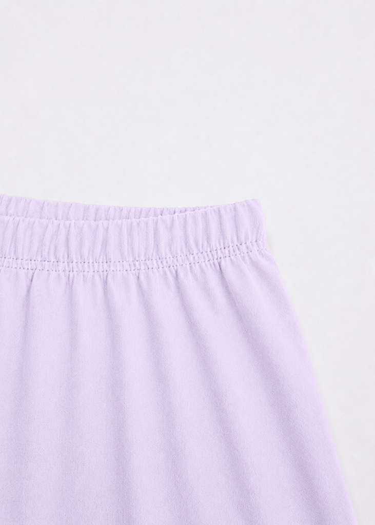 Bộ Thun Dài Bé Gái Trắng Phối Tím Pastel