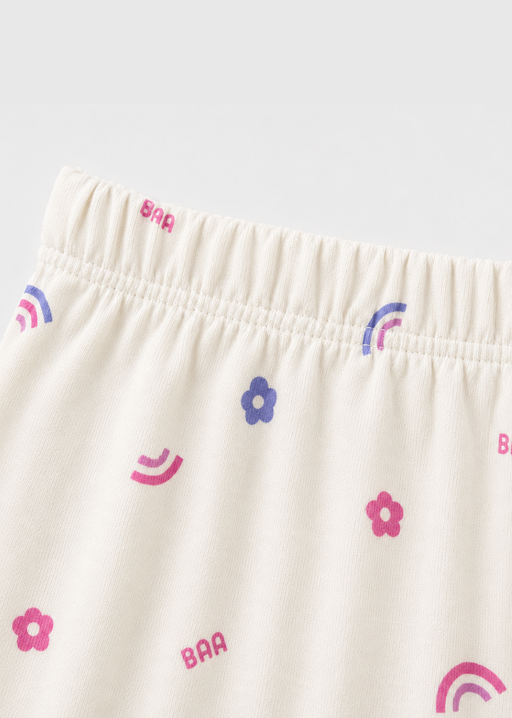 Bộ Thun Dài Bé Gái Viscose Be Sáng Hoạ Tiết Cầu Vồng
