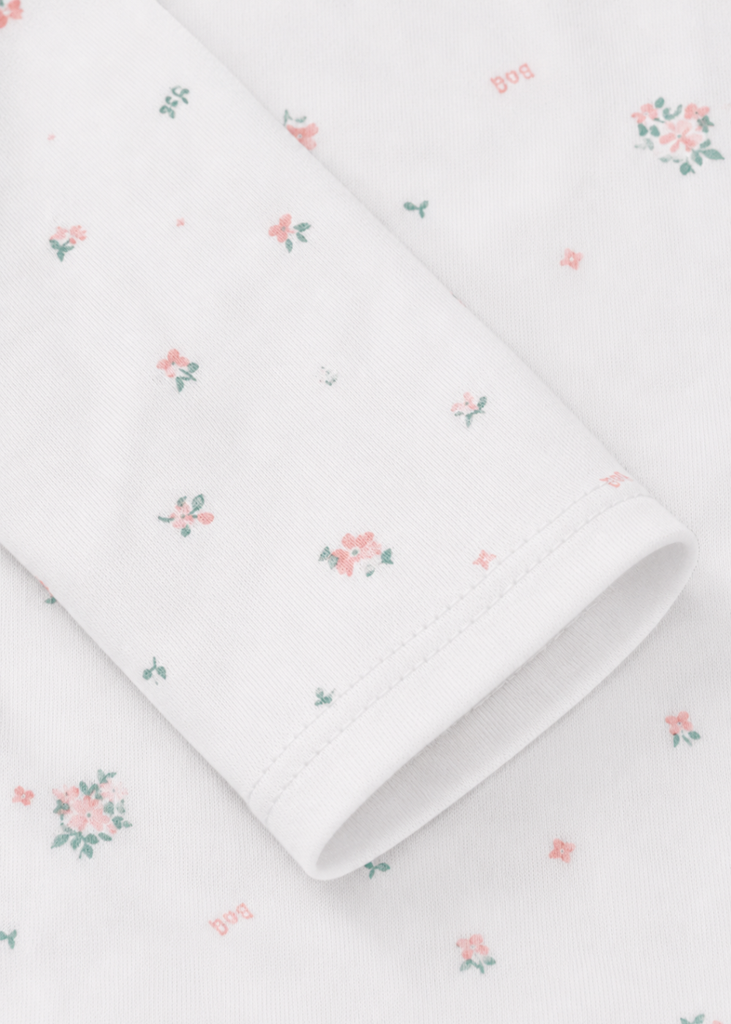 Bộ Thun Dài Bé Gái Viscose Trắng Hoạ Tiết Hoa Liti