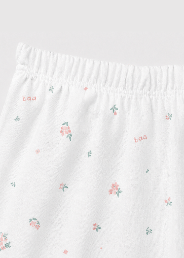 Bộ Thun Dài Bé Gái Viscose Trắng Hoạ Tiết Hoa Liti
