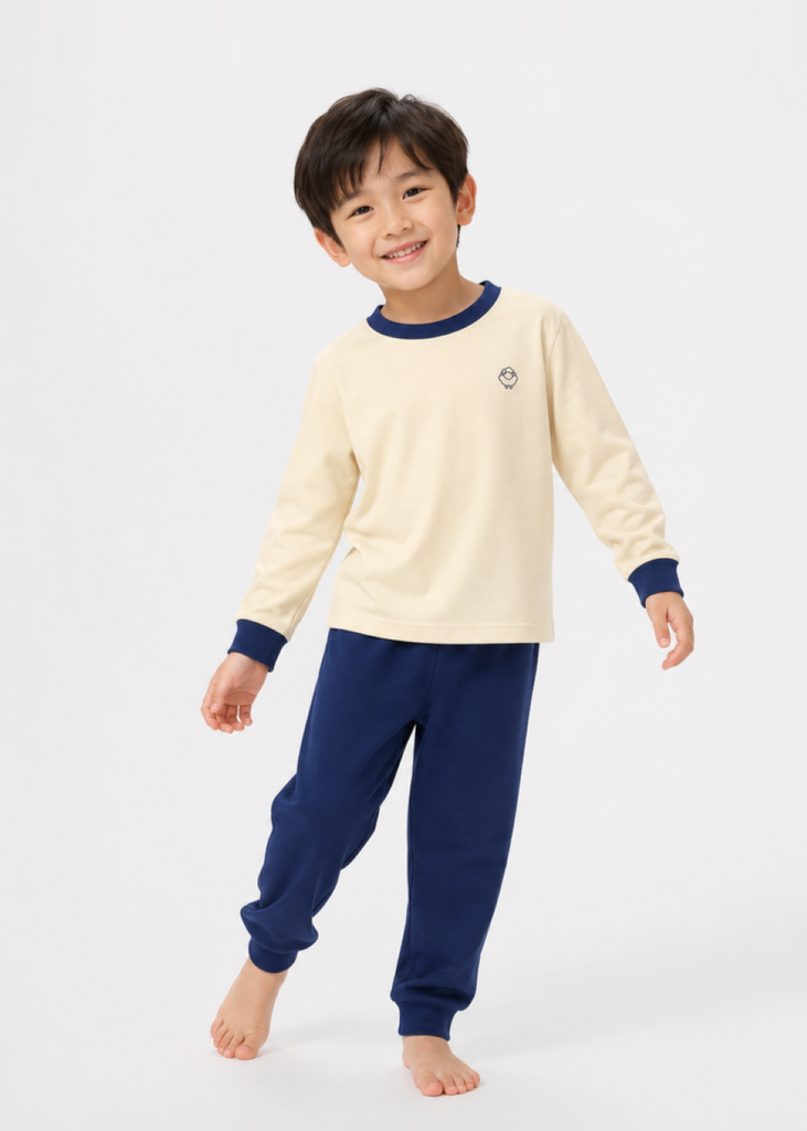 Bộ Thun Dài Bé Trai Be Phối Navy