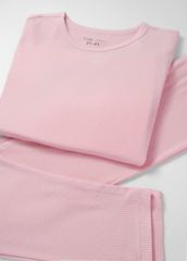 Bộ Thun Gân Dài Tay Bé Gái Hồng Nhạt