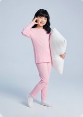 Bộ Thun Gân Dài Tay Bé Gái Hồng Nhạt