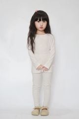 Bộ Thun Gân Dài Tay Bé Gái Xám Melange