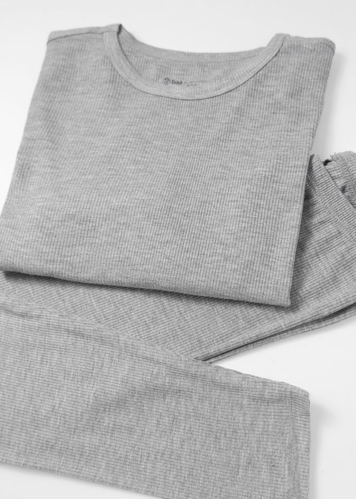 Bộ Thun Gân Dài Tay Bé Trai Xám Đậm Melange