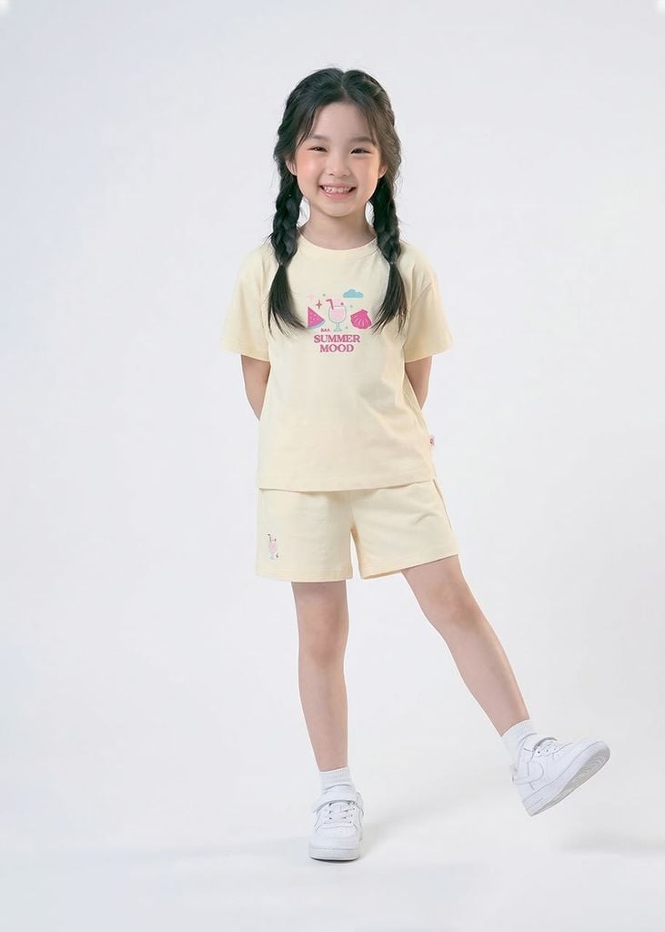 Bộ Thun Ngắn Tay Bé Gái Form Rộng Be Summer Mood