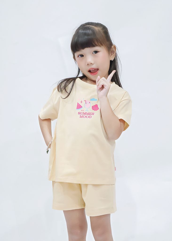 Bộ Thun Ngắn Tay Bé Gái Form Rộng Be Summer Mood