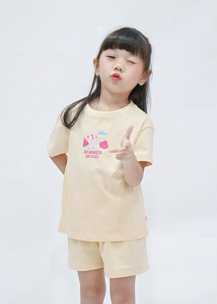 Bộ Thun Ngắn Tay Bé Gái Form Rộng Be Summer Mood