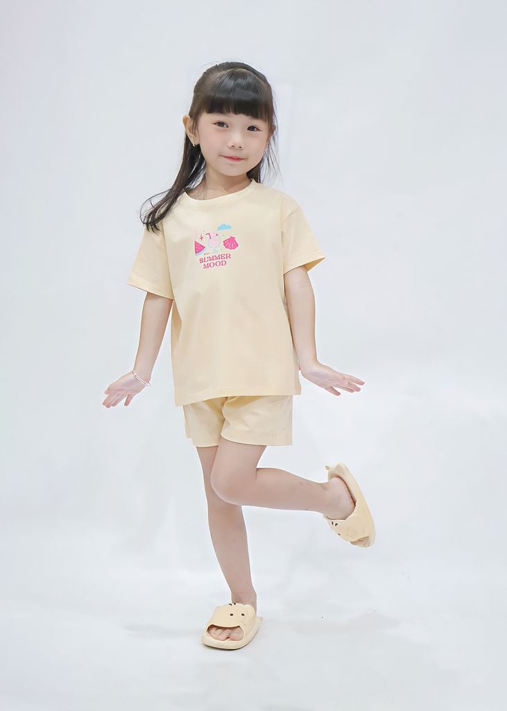 Bộ Thun Ngắn Tay Bé Gái Form Rộng Be Summer Mood