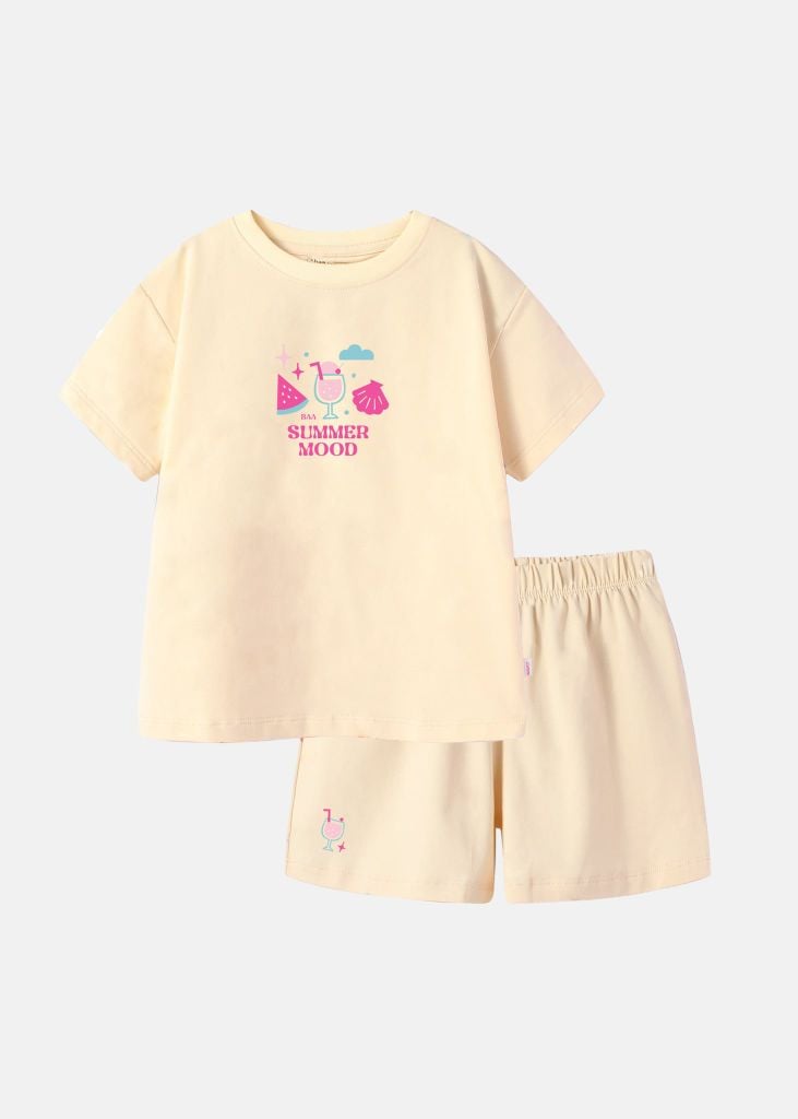 Bộ Thun Ngắn Tay Bé Gái Form Rộng Be Summer Mood